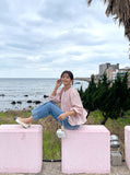 Meringue pintuck shirred blouse