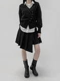 Mink wrap unbalanced miniskirt