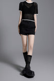 Line Mesh Knit Top