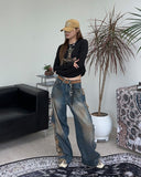 Penta Camo Layered Denim Pants