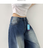 Diagonal One Pin Tuck Washing Loose Balloon Wide Fit Denim Pants