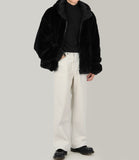 Hoodie silky fur jacket