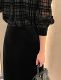 Mitchell Velvet See-Through Puff Blouse