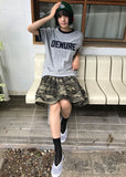DOUBLE FRILL CAMO SKIRT
