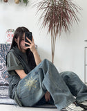 Kidens Balloon Embroidered Denim Pants