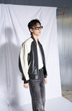 [Real Leather] Lambskin Two Tone Stadium Jacket