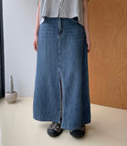 Delg Summer Slit Denim Long Skirt