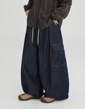 [BAONHAUS] Nemin string cargo non-fade denim pants