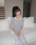 Weben Eyelet Halter Short Sleeve T-shirt
