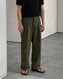 Sharp Linen Wide Banding Pants