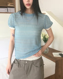 Lever Mesh Lace Short Sleeve T-Shirt