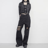 Robe wide damaged denim pants