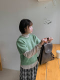 Nanko Puff Color Short Sleeve Crop Wool Knit