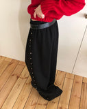 Nadine Studded Banding Strap Wide-Fit Training Long Pants