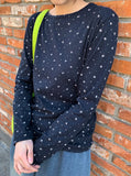[BAONHAUS] Sorea Flower Ribbed Long Sleeve Tee