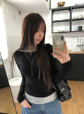 Celti Color Matching Layered All-in-one Long Sleeve T-Shirt