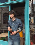 Combed fabric washed wide denim