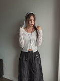Tone-on-tone button casual hood