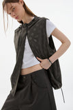 twin zipper dot hood vest