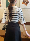 Ilon Layered Ribbon Stripe Three Quarter Knit