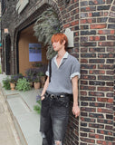 Arno Half-zip Ribbed Short-sleeve Knit