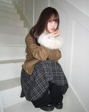 Dune Suede Quilted Buckle High Neck Fur Jacket