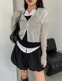 [U-BASIC] See-through Linen Ribbed Crop Cardigan