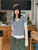Or Stripe Layered SET - Short Sleeve, Hood
