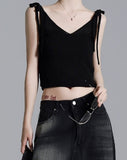 Ribbon string Vneck knit