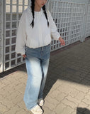 Show Light Blue Denim Wash Wide Pants