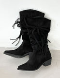 1183 Suede Knot Western Boots (5cm)