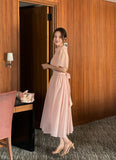 Poen Chiffon Shirring Flare One Piece