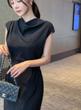 Celia Shirring Turdle Sleeveless Long One Piece