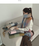 Winter Oversized Couple Check Long Muffler