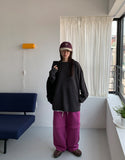 Lipas Zipper Slit Banding Wide Pants
