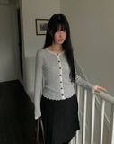 Dabu Lace Button Ribbed Cardigan