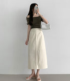 Back Zipper Slit H-line Long Skirt