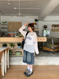 Dipeun Summer Printing Punching Long Sleeve Knit