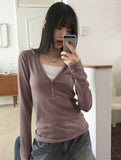 [MADE] Tibot Vintage Button V-neck Ribbed Hoode T-shirt