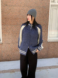 Bollen Varsity Color Matching Boxy Two-Way Knit Zip-Up