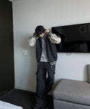 Color Matching Knit Varsity Zip-Up