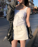 Zuki Vintage Ruffle Button Top