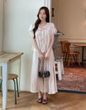 Meshian banding flare long skirt