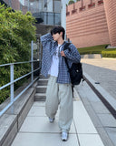 curd over check shirt