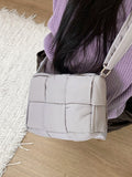 [With Pouch] Pulson Square Grid Padding Nylon Square Shoulder Cross Bag