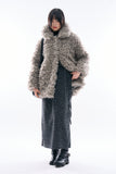 Milk plush collar fur coat