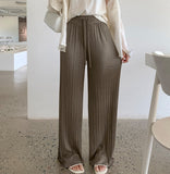 Tight Pleats Slim Semi-Wide Straight Banding Pants