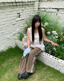 Brew Ribbon Shirring Layered Sleeveless One Piece