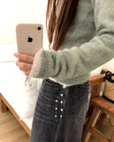 Bekil Henley Neck Collar Wool Long Sleeve Knit