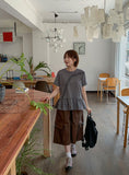 Elg Summer Frill Stripe Short Sleeve Tee